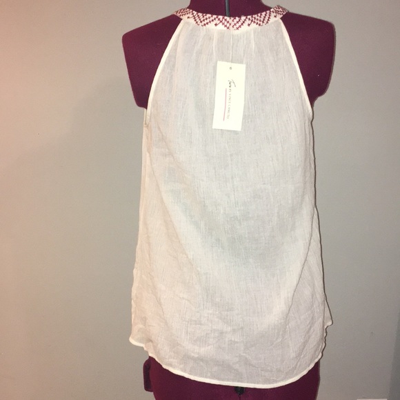 NWT Embroidered Cotton Gauze Split Neck Tank - Picture 7 of 11